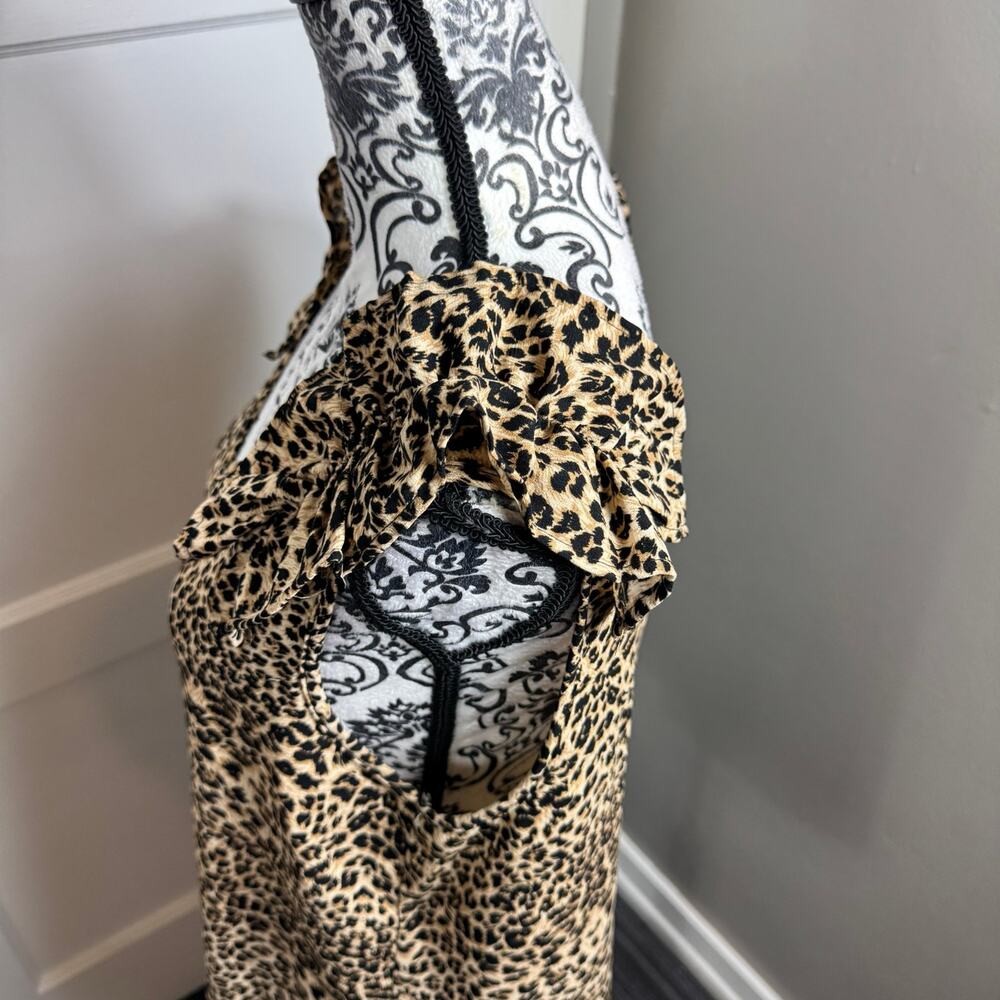 Entro Cheetah Print Ruffle Sleeve V-Neck Blouse Top Women’s Large Animal Print - Picture 7 of 10